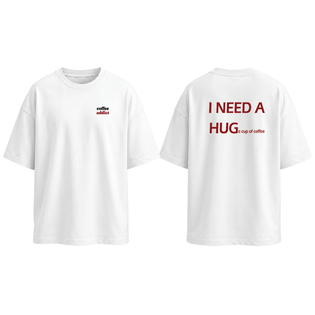 Coffee Addict Oversized T-Shirt- White