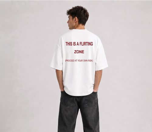 "THIS IS A FLIRTING ZONE" Oversized T-Shirt - White